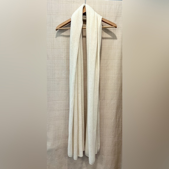 100% Cashmere Long Scarf Cream Color Soft Cozy Cashmere Ecru Cream Scarf - Picture 2 of 11